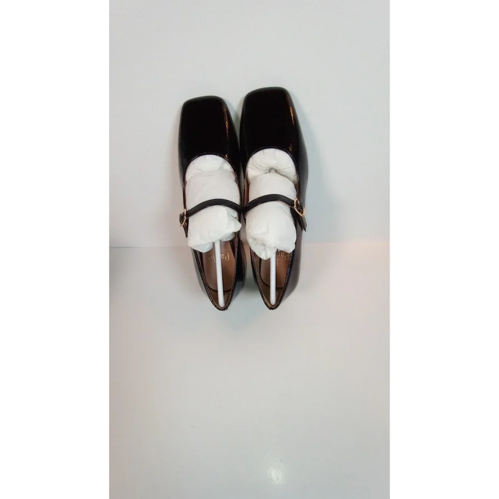 Linea Paolo Monroe Black Patent Leather Mary Jane Block Heel Square Toe 6 M